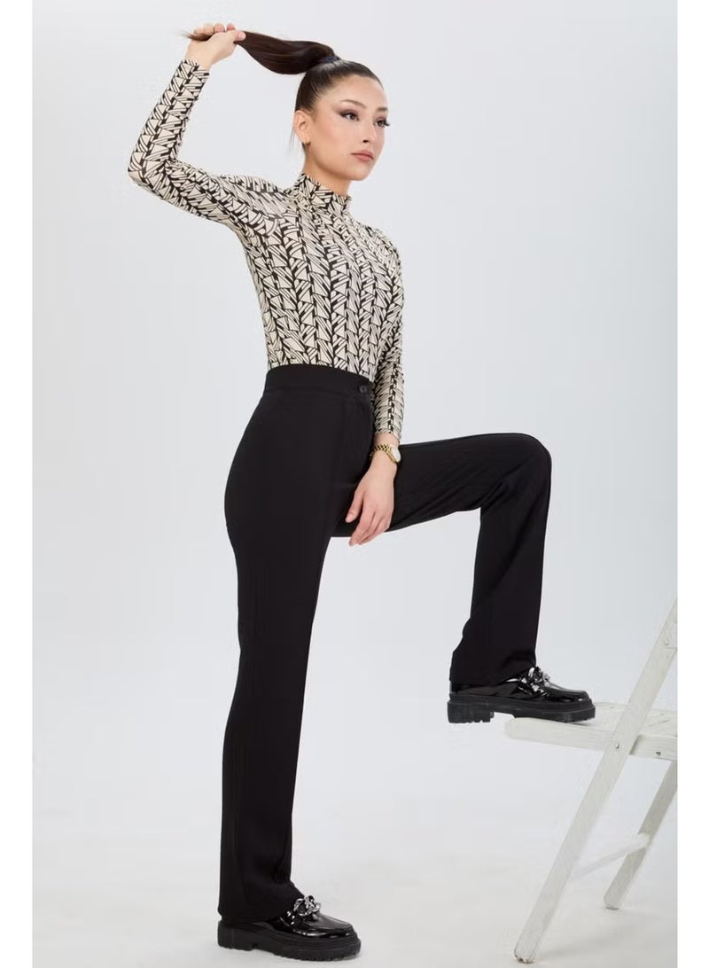 Tofisa 24127-BLACK High Waist Wide Leg Trousers - Image 1