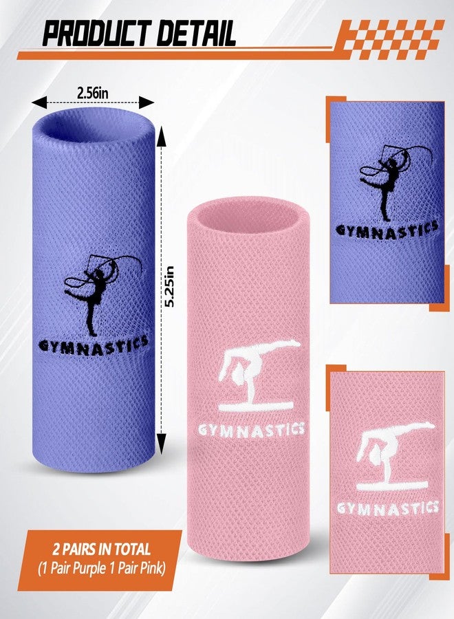 WinnerWhy 2 Pairs 5.25 Inch Gymnastics Wristbands for Grips Comfortable Cotton Wrist Bands Sweat Band Extra Lengthen Long Gymnastics Wrist Sweatbands for Female Gymnasts(Light Pink and Purple) - Image 2