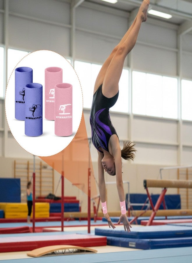 WinnerWhy 2 Pairs 5.25 Inch Gymnastics Wristbands for Grips Comfortable Cotton Wrist Bands Sweat Band Extra Lengthen Long Gymnastics Wrist Sweatbands for Female Gymnasts(Light Pink and Purple) - Image 3