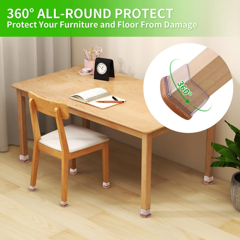 GAGUIUP 16Pcs Square Chair Leg Floor Protectors  Felt Furniture Pads For Hardwood Floors  Clear Silicone Chair Covers  Large Floor Protectors For Furniture Legs  No Scratches And Noise(Fit:1""-1.4"") - Image 2