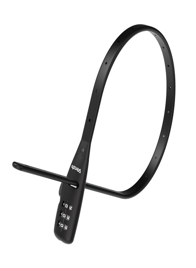 Venzio Adjustable Cable Zip Tie Lock, 3-Digit Combination Security Lock with 304 Stainless Steel Core for Bike, Helmet, Stroller, Luggage, Lightweight & Reusable (1Pack/Black) - Image 1