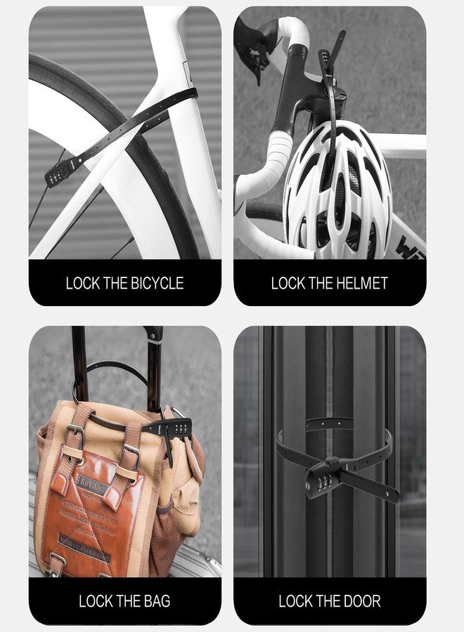 Venzio Adjustable Cable Zip Tie Lock, 3-Digit Combination Security Lock with 304 Stainless Steel Core for Bike, Helmet, Stroller, Luggage, Lightweight & Reusable (1Pack/Black) - Image 4
