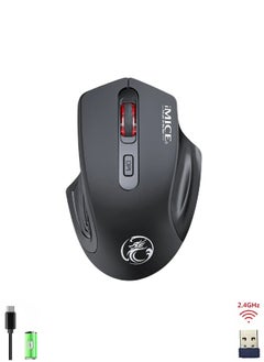 iMice Wireless Mouse, TYPE-C Rechargeable Wireless Mouse, Silent Office And Game Mouse, 3-Speed DPI Adjustment, Ergonomic Optical Portable Mouse For Laptops Android Windows Mac OS, Black  - Image 1
