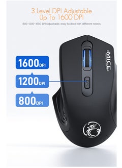 iMice Wireless Mouse, TYPE-C Rechargeable Wireless Mouse, Silent Office And Game Mouse, 3-Speed DPI Adjustment, Ergonomic Optical Portable Mouse For Laptops Android Windows Mac OS, Black  - Image 4