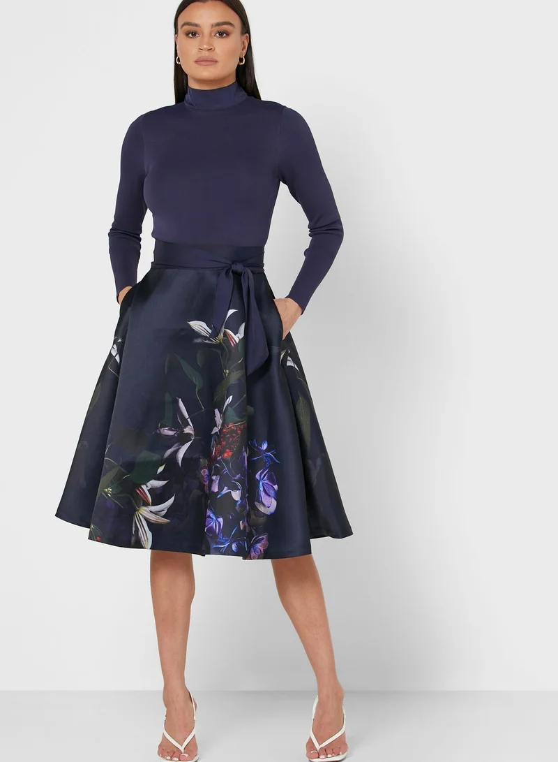 Ted Baker Dominaa High Neck Floral Print Dress