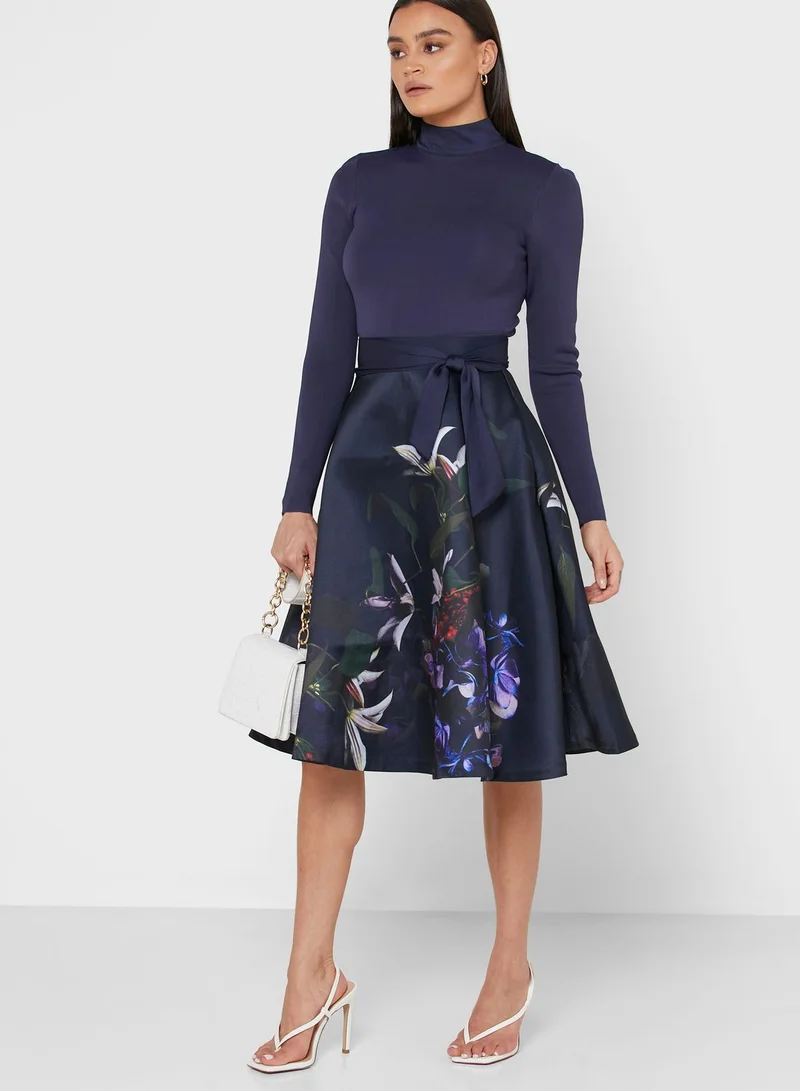 Ted Baker Dominaa High Neck Floral Print Dress