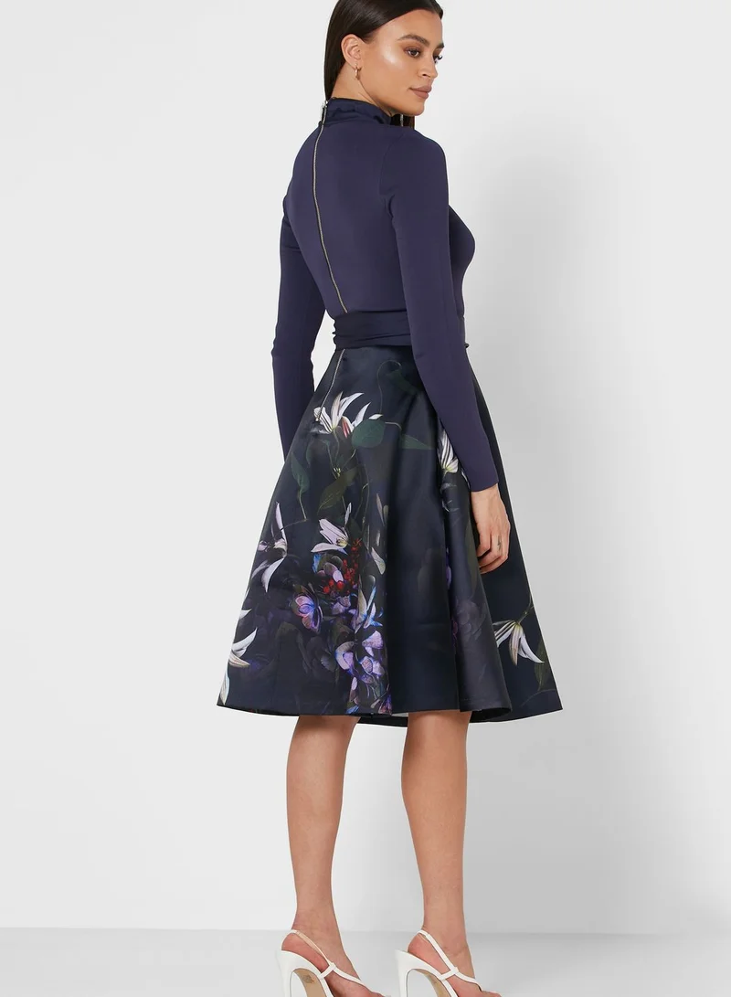 Ted Baker Dominaa High Neck Floral Print Dress
