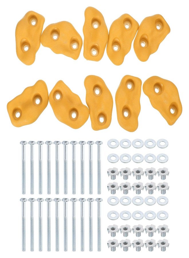 PATIKIL Rock Climbing Holds, 10 Pcs Small Climbing Rock Wall Grips Play Set Climber Attachments with Double Hole for Playground Accessory Indoor Outdoor Tree Training, Orange Red C-Small - Image 1