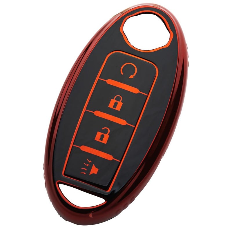 Tautrophen Key Fob Cover Fit for Nissan Infiniti Rogue Pathfinder Armada Murano kicks Frontier Titan 4 Buttons Smart Key