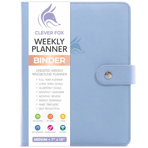Clever Fox Weekly Planner Binder – Goal Setting Planner for Time Management & Weekly Tasks – Work & Life Organizer with To Do List & Habit Tracker – Undated, 7″ x 9″ Hardcover (Periwinkle) - Image 1