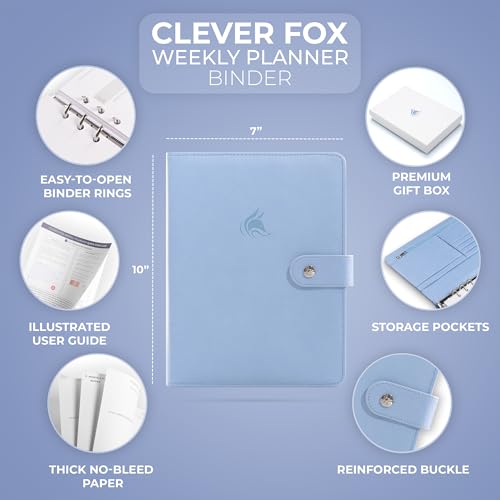 Clever Fox Weekly Planner Binder – Goal Setting Planner for Time Management & Weekly Tasks – Work & Life Organizer with To Do List & Habit Tracker – Undated, 7″ x 9″ Hardcover (Periwinkle) - Image 2