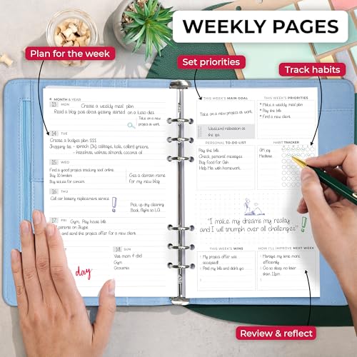 Clever Fox Weekly Planner Binder – Goal Setting Planner for Time Management & Weekly Tasks – Work & Life Organizer with To Do List & Habit Tracker – Undated, 7″ x 9″ Hardcover (Periwinkle) - Image 3
