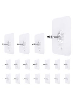 Generic 18 Pcs Adhesive Wall Hooks, Transparent No-Drill Hooks for Bathroom, Shower, Kitchen, Stainless Steel, Water-Resistant Sticky Wall Hooks for Hanging with 5.0 Kg Load Capacity, Double-Sided Adhesive Alternative to Nails, Ideal for Frames, Pictures, Living Room, Bedroom  - Image 1