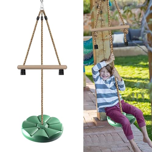 REZNOR Disc Swing for Kids, Swing Set Accessories, 7FT Height Adjustable Gym Monkey Bars, Tree Swing for Backyard, Green - Image 1