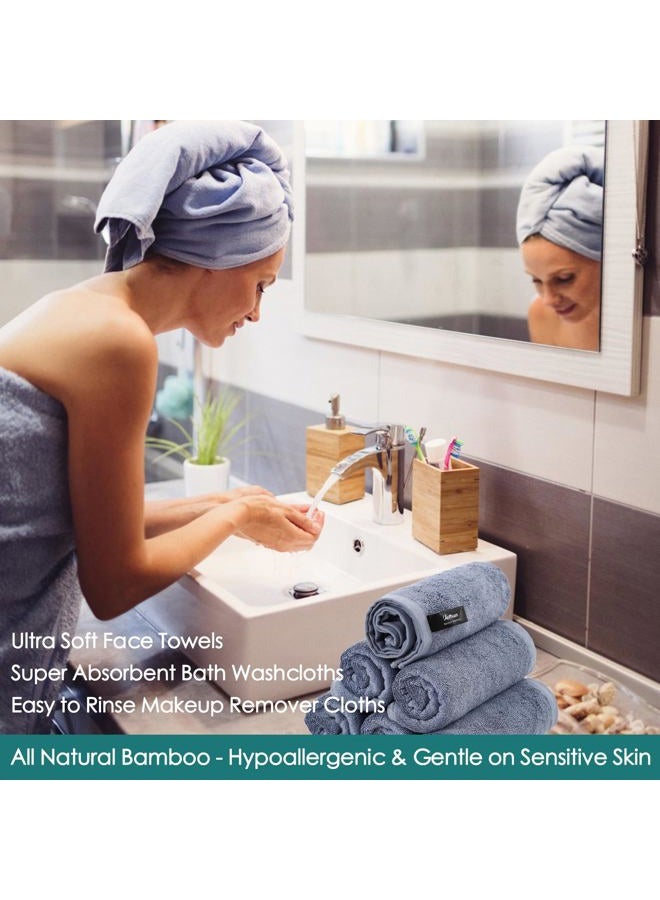 JEFFSUN Wash Cloths 6 Pack, Super Soft and Gentle Face Towel on Sensitive Skin, Reusable Makeup Remover Eraser, 13x13 inch Large Washcloths for Face and Body, Easy to Clean Slate Blue Facial Cleaning Cloths - Image 5