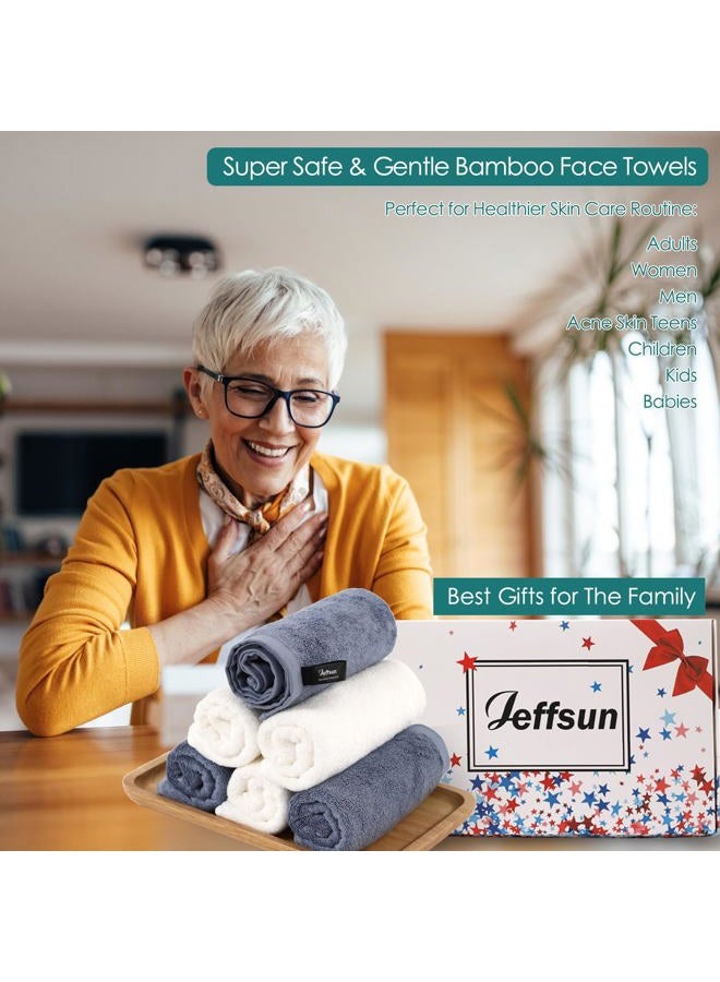 JEFFSUN Wash Cloths 6 Pack, Super Soft and Gentle Face Towel on Sensitive Skin, Reusable Makeup Remover Eraser, 13x13 inch Large Washcloths for Face and Body, Easy to Clean Slate Blue Facial Cleaning Cloths - Image 4