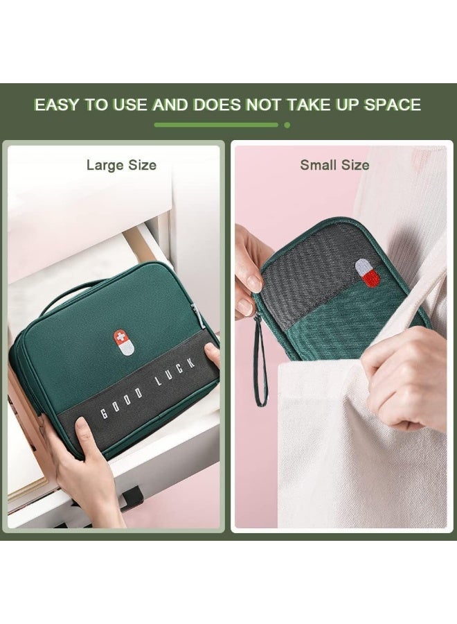 Bukela Empty First Aid Bags Travel Medical Supplies Cosmetic Organizer Insulated Medicine Bag Convenient Safety Kit Suit for Family Outdoors Hiking Camping Car Office Workplace Green(Mom Son Bag) - Image 3