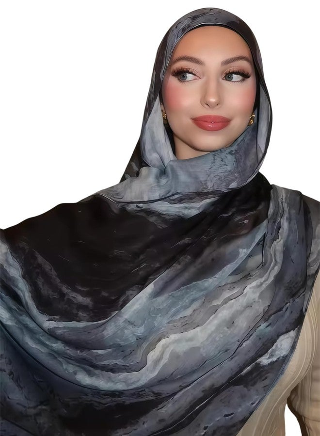 ZGMYC وشاح حجاب مطبوع عليه زهور مائية من ZGMYC للنساء، مصنوع من قطن مودال ناعم، سهل الحمل، غطاء رأس، شال، وشاح طويل، اللون 25، مقاس واحد - Image 1
