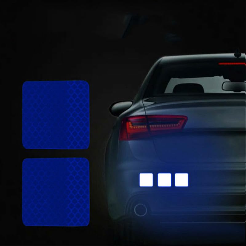 Buylogy® (Blue) 10Pcs Square Car Truck Bumper Safety Reflective Warning Strip Night Driving Riding Safety Stickers Motorcycle Bicycles Safety Sticker - Image 1