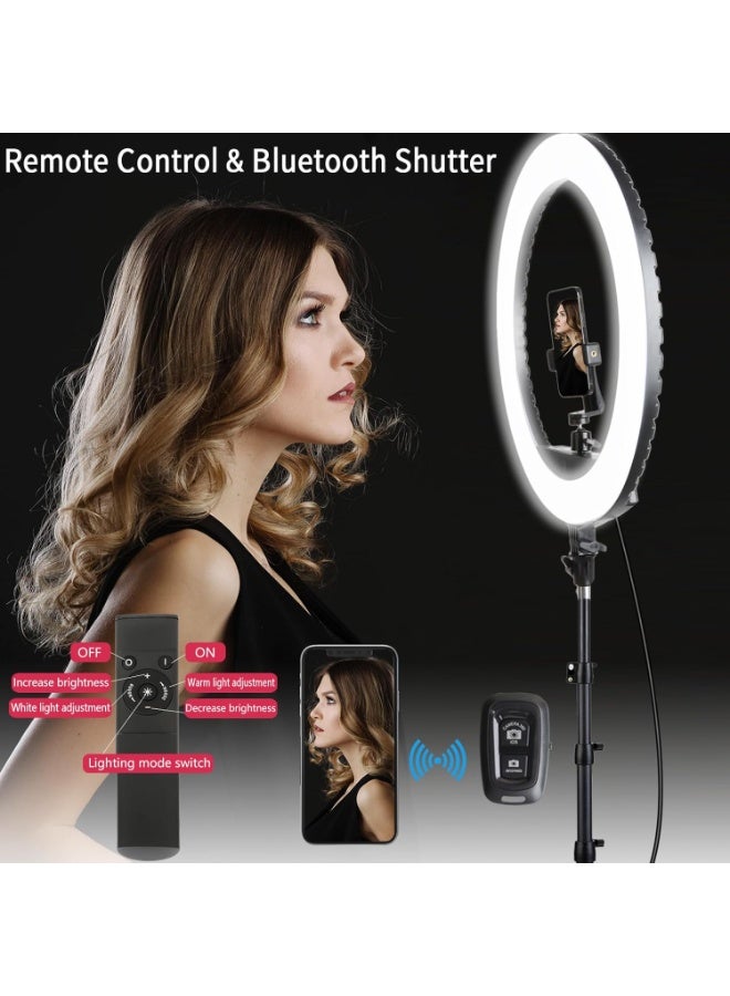 SHOPI Ring Light With Photography tripod Stand And Remote Control for tiktok snapchat youtube online streaming 21-inch Big Selfie light RL-21 with Remote Black  - Image 2
