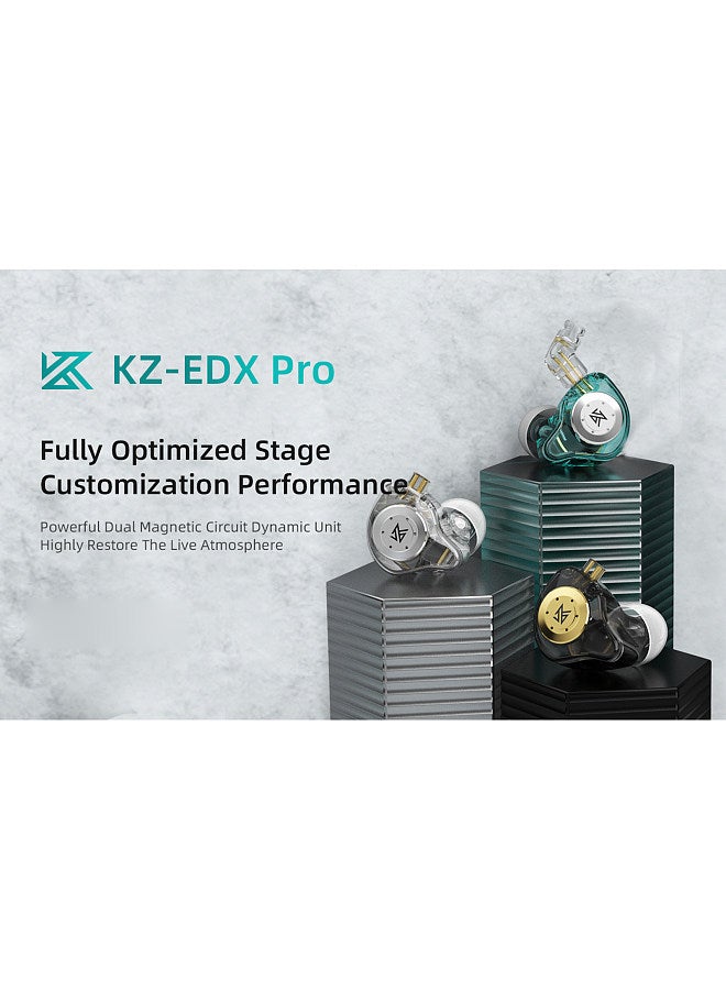 KZ EDX Pro in-Ear Stage Monitor Headphone Dual Magnetic Dynamic Unit Earphone Shock Bass Earbuds with 0.75mm Detachable Cable Comfortable Wired Headset (No Mic) - Image 2