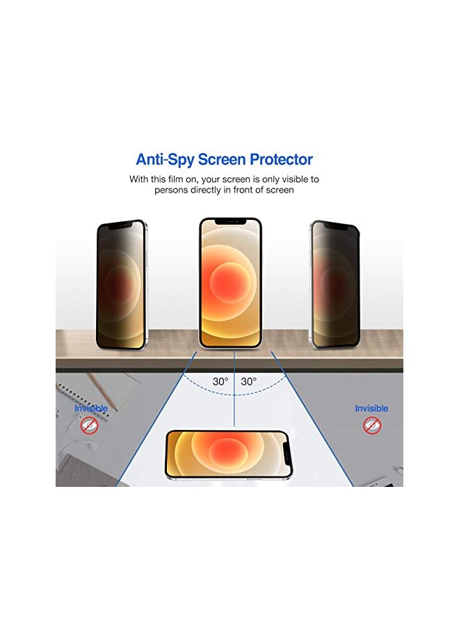 Procases [2 Pack] ProCase iPhone 12 Pro/iPhone 12 (6.1 inch 2020) Privacy Screen Protector, Anti-Spying Dark Tempered Glass Screen Film Guard, iPhone 12 Pro 5G Screen Protector - Image 4