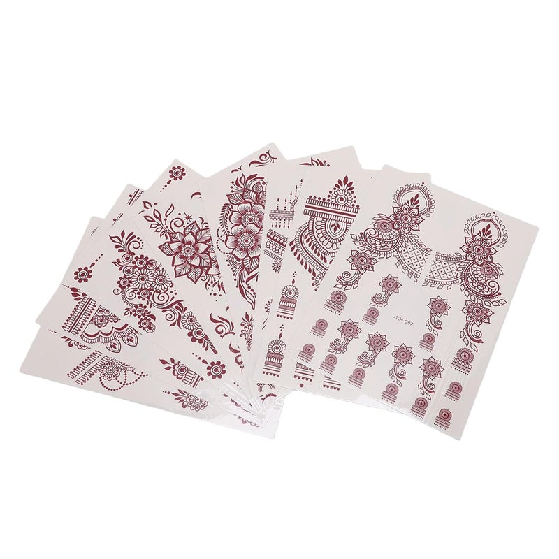 Dpofirs 8 Pcs Water Transfer Lace Stickers for Body Art | Indian Floral Geometric Designs for Festival Wedding Party - Image 2