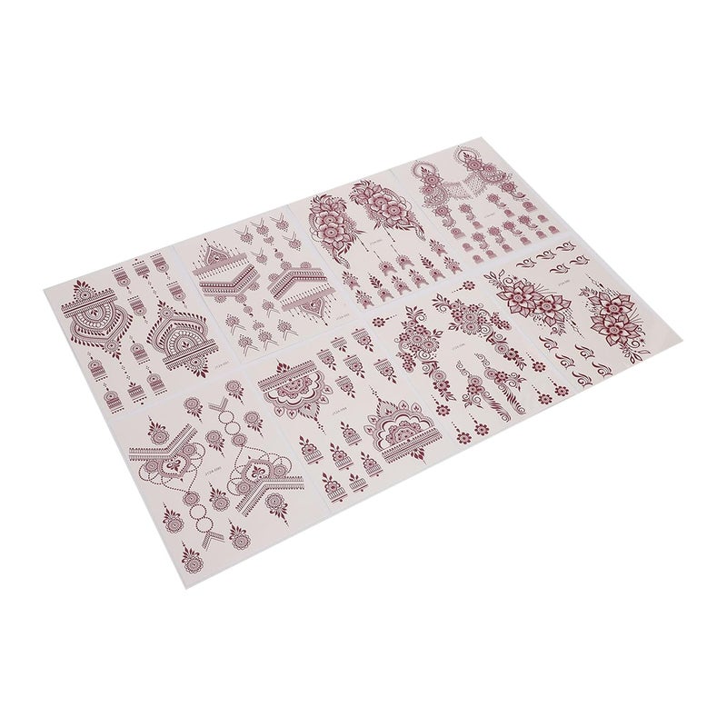 Dpofirs 8 Pcs Water Transfer Lace Stickers for Body Art | Indian Floral Geometric Designs for Festival Wedding Party - Image 1