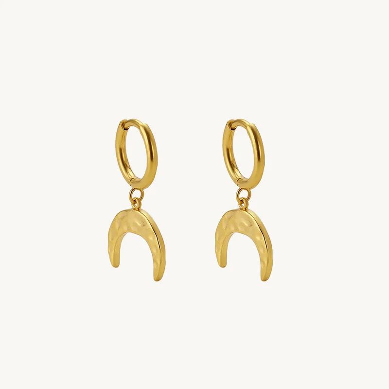 Palmonas 18K Gold Tone Plated Celeste Moon Charm Drop Earrings For Women - Waterproof & Anti-Tarnish