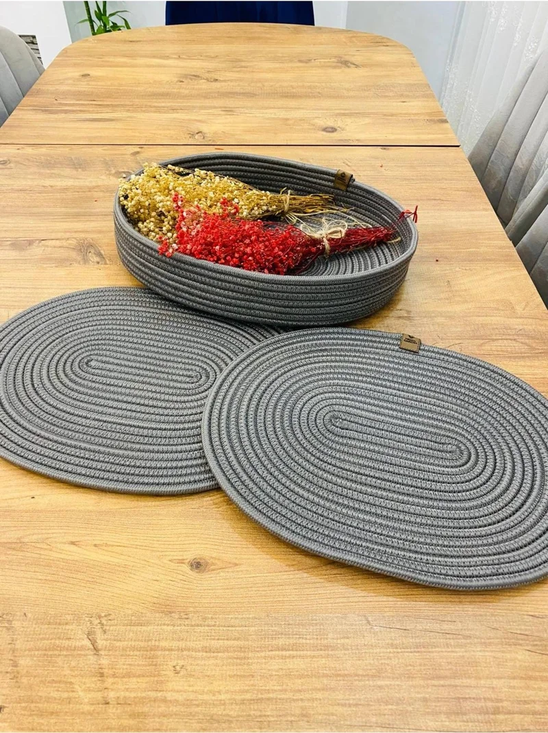بدز ديري BDZ Leather Wicker Jute Presentation Plate Coaster American Service Oval Service Plate and Basket 3 Pieces