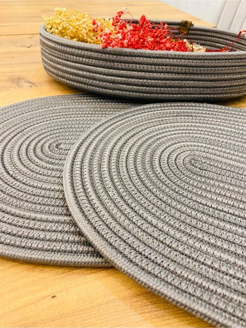 بدز ديري BDZ Leather Wicker Jute Presentation Plate Coaster American Service Oval Service Plate and Basket 3 Pieces