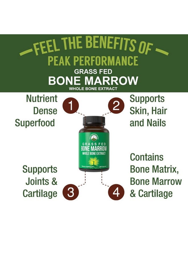 Peak Performance Grass Fed Bone Marrow - Whole Bone Extract Supplement 180 Capsules Superfood Pills Rich in Collagen, Vitamins, and Amino Acids. from Bone Matrix, Marrow, Cartilage. Ancestral Tablets - Image 2
