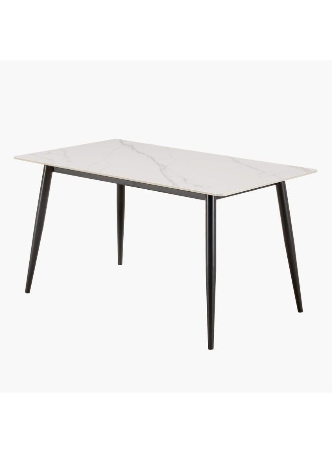 ALWASIT HOME Dining Table Set 6 Seater with White Rectangular Marble Top Finish and Steel Legs, Brown PVC Leather Dining Chairs, Modern Dining Table Set for Dining Room and Living Space - Image 3