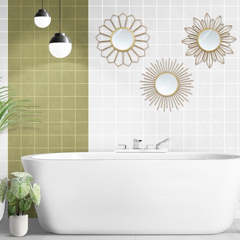 hogardeck Metal Mirrors Wall Decor - 3 Pcs 11" Metal Sunburst Flower Wall Mirrors Home DÃ©cor, Decorative Hanging Wall Art for Living Room, Bedroom, Kitchen, Bathroom, Entryway - Image 5