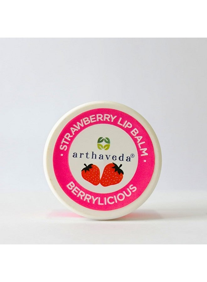 Arthaveda Strawberry Lip Balm (15g) | Deep Moisturization for Soft & Smooth Lips | Infused with Shea Butter, Castor Oil, Cocoa Butter & Carnauba Wax | Nourishing Lip Care for Dry & Chapped Lips | Edible Lip Balm for Women & Men - Image 1