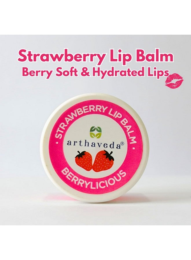 Arthaveda Strawberry Lip Balm (15g) | Deep Moisturization for Soft & Smooth Lips | Infused with Shea Butter, Castor Oil, Cocoa Butter & Carnauba Wax | Nourishing Lip Care for Dry & Chapped Lips | Edible Lip Balm for Women & Men - Image 2