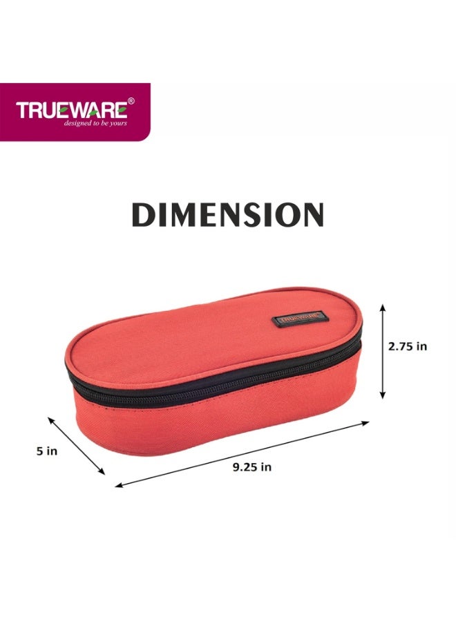 Trueware علبة غداء ترووير كلاسيك | حاويتان | 300 مل لكل منهما | حاويات من الفولاذ المقاوم للصدأ مانعة للتسرب | أحمر | خفيفة الوزن | آمنة للغسل في غسالة الأطباق | سهلة الحمل | مانعة للتسرب | حقيبة قماشية معزولة مع ملعقة وشوكة - Image 2