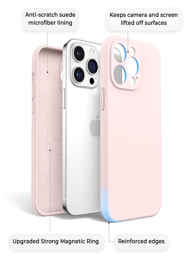 AOTESIER Magnetic for iPhone 14 Pro Max Case, Upgraded [Camera Protection] [Compatible with MagSafe] Food Grade Silicone Phone Case with [2 Screen Protectors], 6.7 inch, Chalk Pink - Image 5
