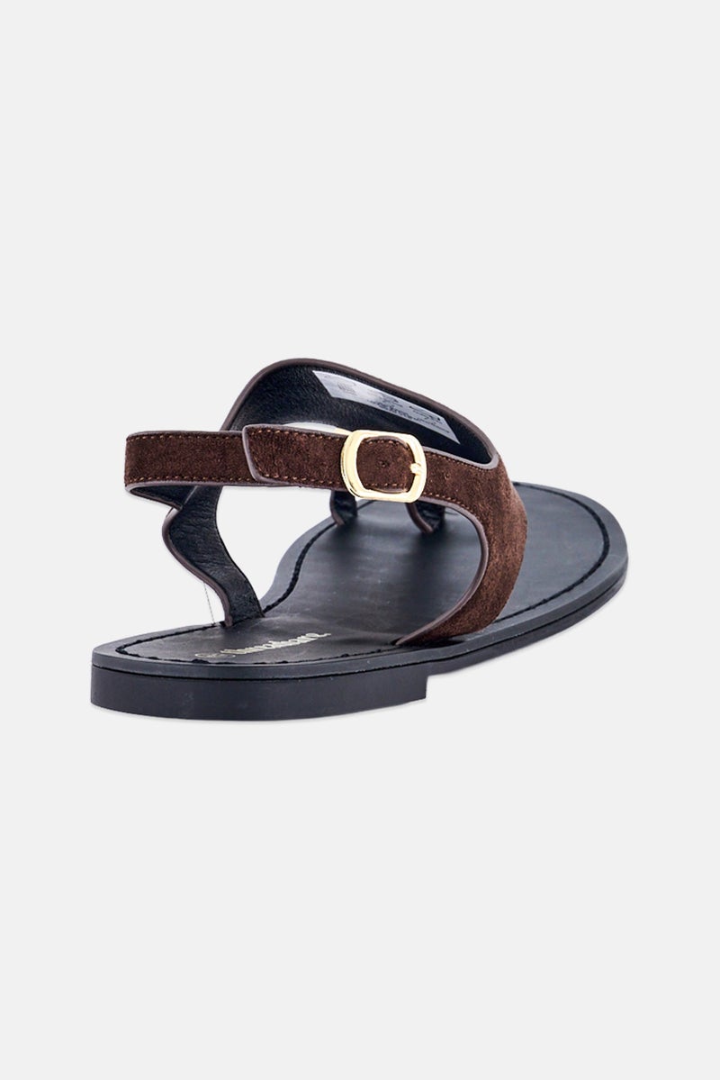 Threadbare Women Adjustable Buckle Closure Sandals, Chocolate Brown - Image 2