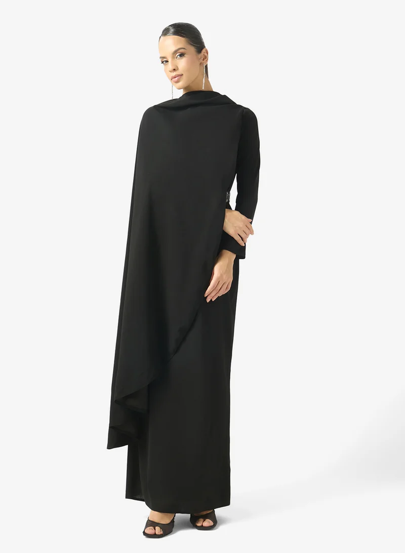 Namshi X  Dress With Cape Trail & Embellished Waistline for Women | Best Price UAE