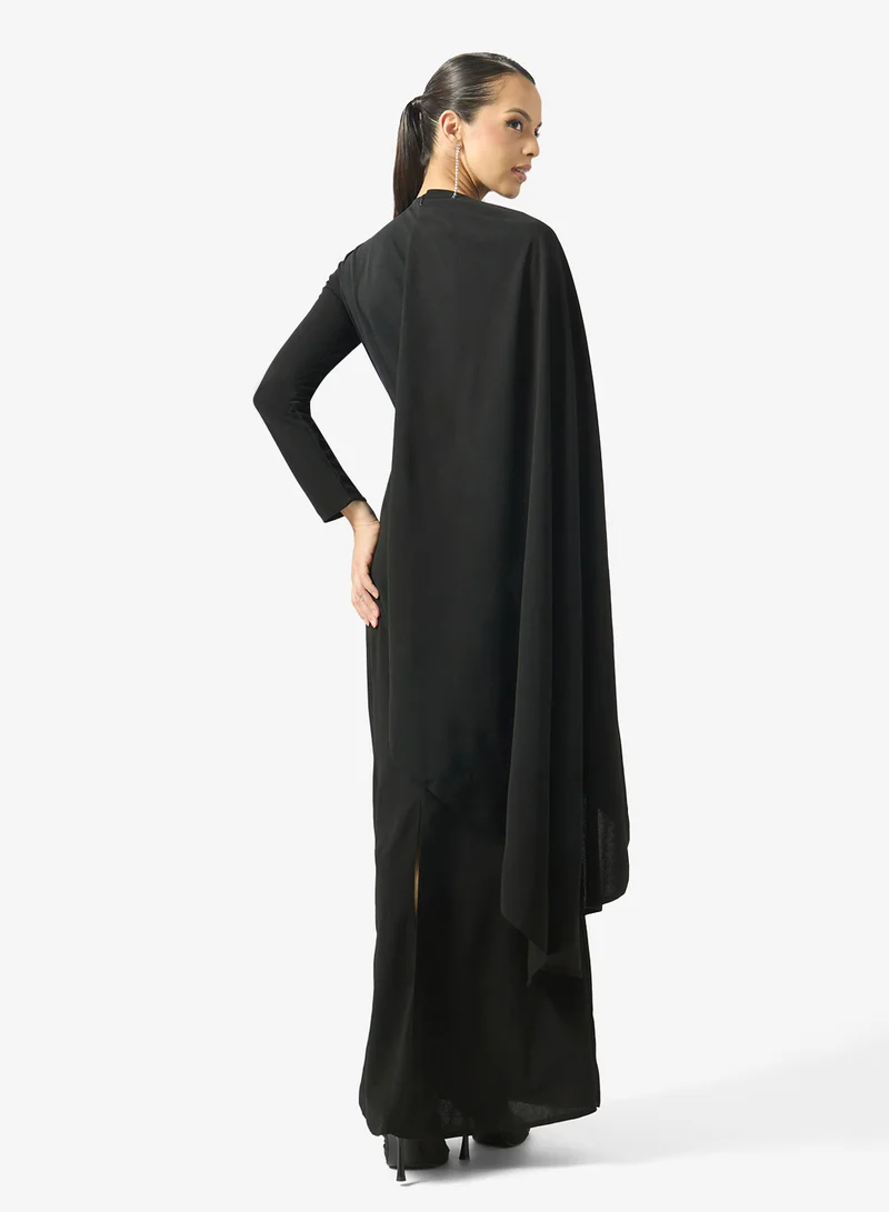 Namshi X  Dress With Cape Trail & Embellished Waistline for Women | Best Price UAE