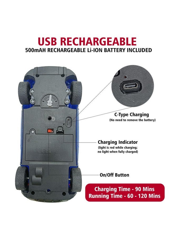 Wembley Rc Car High Speed Remote Control Car for Kids Rechargeable 1:24 Scale Mini Racing Remote Car - Bis Approved - Blue - Image 5