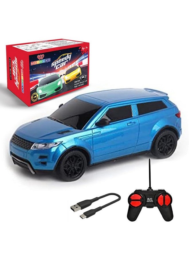 Wembley Rc Car High Speed Remote Control Car for Kids Rechargeable 1:24 Scale Mini Racing Remote Car - Bis Approved - Blue - Image 2