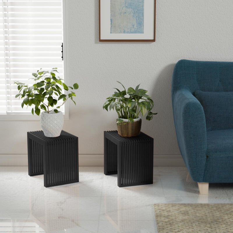 APRTAT Bamboo Dining Bench Indoor Small Benches Entryway Shoe Rack Benchs,Outdoor Modern Wood Benches 17 Inch Bamboo Bench for Living Room Hallway Bedroom Bathroom Black Small - Image 5