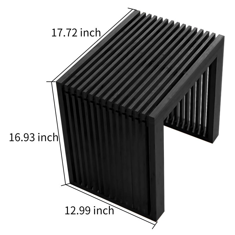 APRTAT Bamboo Dining Bench Indoor Small Benches Entryway Shoe Rack Benchs,Outdoor Modern Wood Benches 17 Inch Bamboo Bench for Living Room Hallway Bedroom Bathroom Black Small - Image 2
