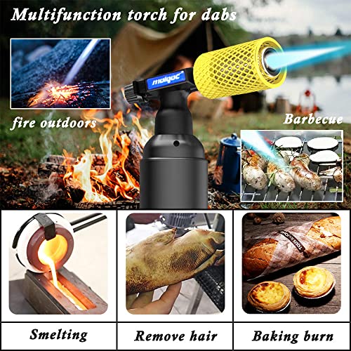 Molgoc Butane Torch with Anti-scalding Device,Stainless Steel Protective Cover,Refillable Kitchen Torch Lighter,Adjustable Flame Guard. (Butane Gas Not Included,Yellow) (yellow) - Image 5