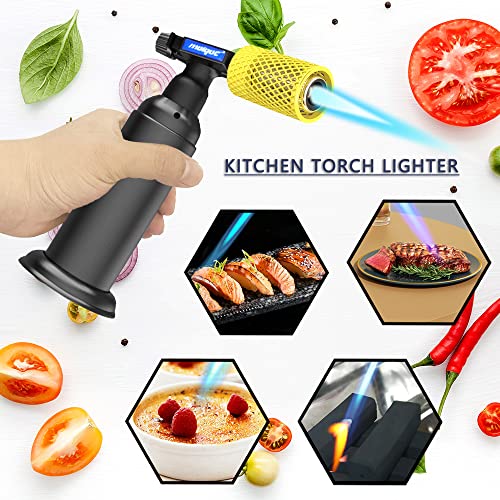 Molgoc Butane Torch with Anti-scalding Device,Stainless Steel Protective Cover,Refillable Kitchen Torch Lighter,Adjustable Flame Guard. (Butane Gas Not Included,Yellow) (yellow) - Image 2