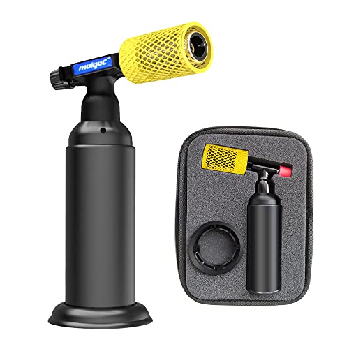 Molgoc Butane Torch with Anti-scalding Device,Stainless Steel Protective Cover,Refillable Kitchen Torch Lighter,Adjustable Flame Guard. (Butane Gas Not Included,Yellow) (yellow) - Image 1