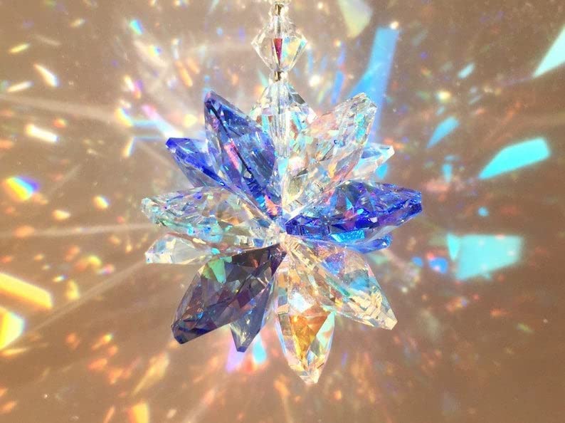 Beautiful Sparkling Crystal Rainbow Sun-Catcher Ball Prism Pendant Hanging, Window, Garden, Balcony Hanging Ornament, Car Hanging (Model 3)