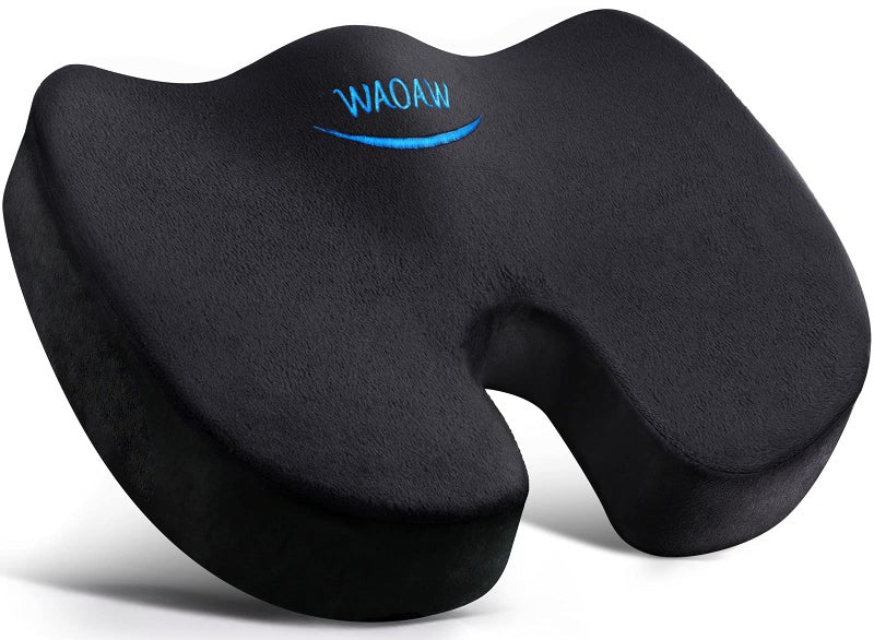 WAOAW Seat Cushion, Office Chair Cushions Butt Pillow for Car Long Sitting, Memory Foam Chair Pad for Back, Coccyx, Tailbone Pain Relief, Stocking Stuffers Gifts for Men Women (Black) - Image 1